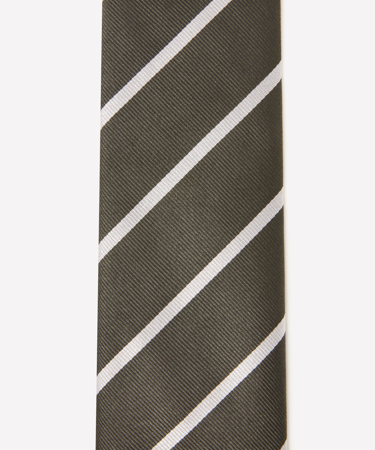 Green & White Single Stripe Silk Woven Tie