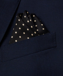Black & Neutral Polka Dot Silk Pocket Square