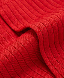 Red Mid Length Ribbed Merino Wool Socks