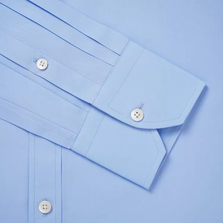 Pale Blue Classic Fit Double Cuff Ramses Poplin Formal Shirt