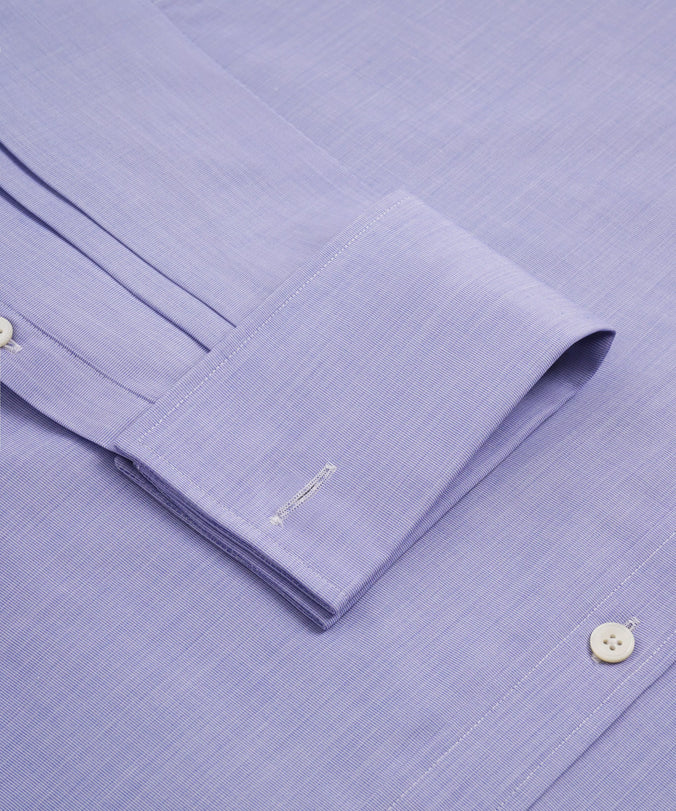 Blue Slim Fit Double Cuff End on End Formal Shirt