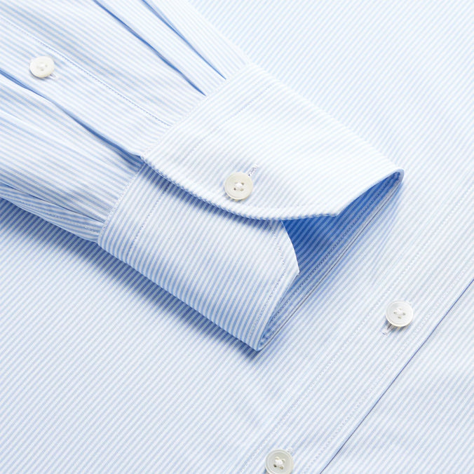 Seas Blue & White Tailored Fit Supraluxe Fine Bengal Formal Shirt
