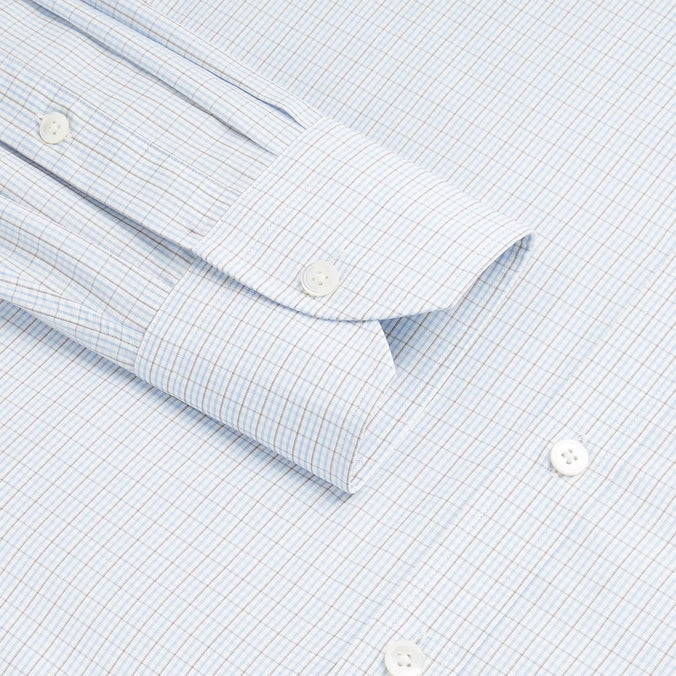 Blue & Brown Classic Fit Alumo Grid Check Formal Shirt