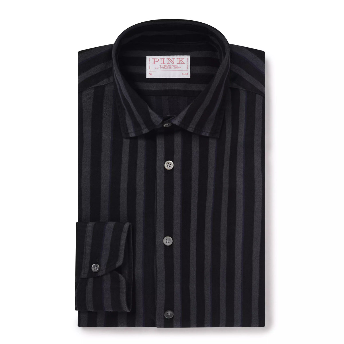 Grey & Black Slim Fit Smart Casual Tonal Barre Stripe Shirt