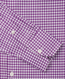 Purple & White Slim Fit Twill Mini Check Formal Shirt