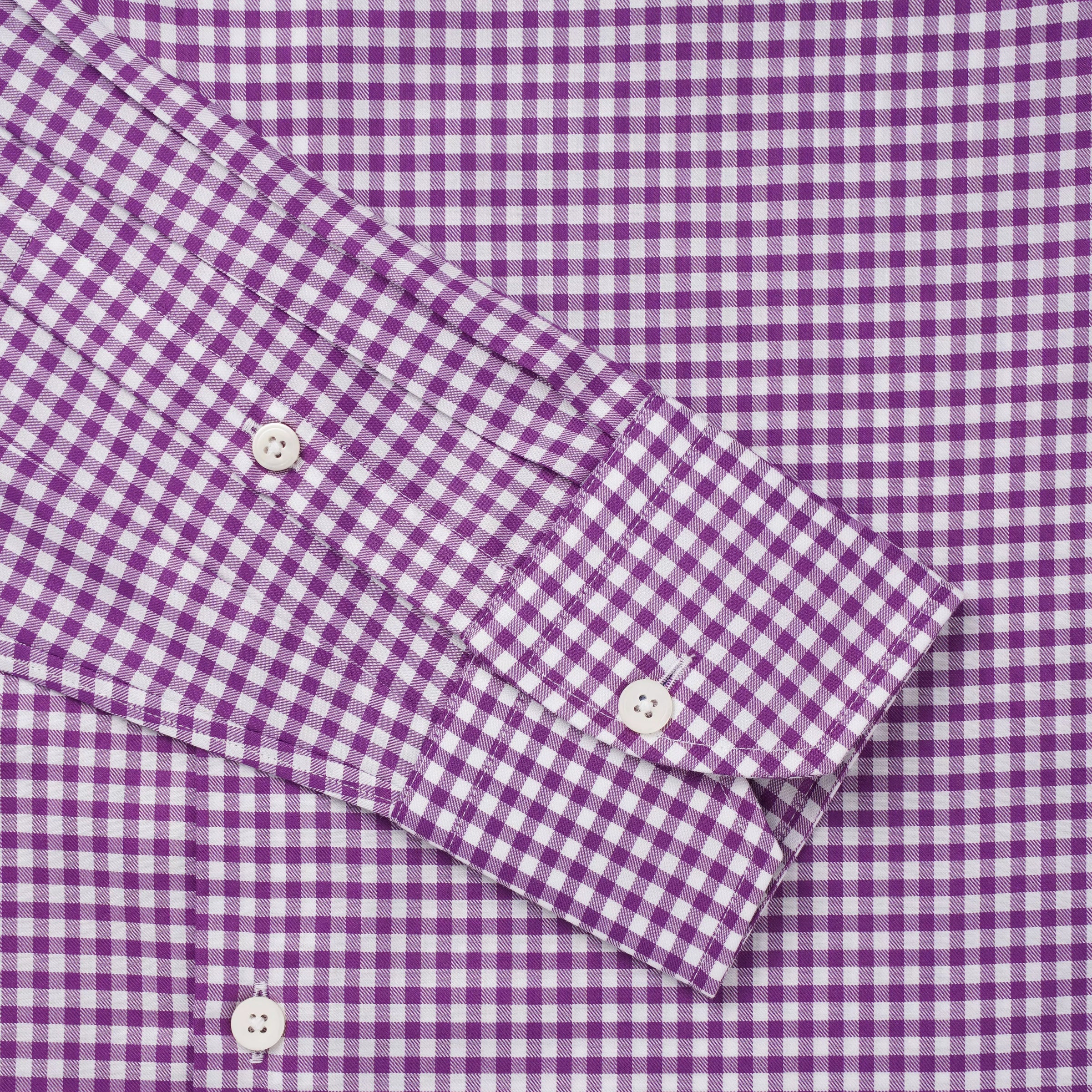 Purple & White Slim Fit Twill Mini Check Formal Shirt