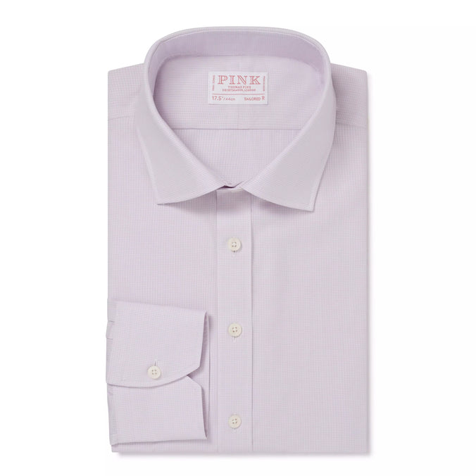 Pale Pink Tailored Fit Micro Check Formal Shirt