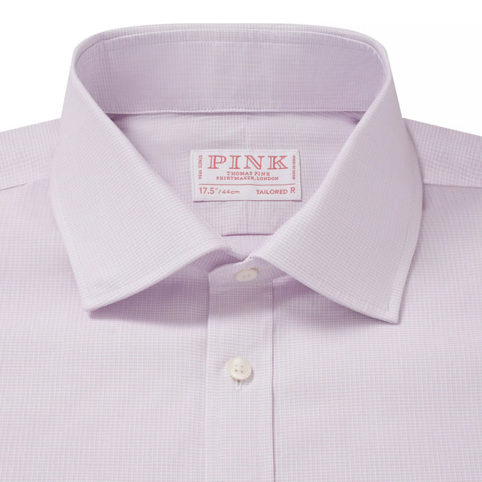 Pale Pink Tailored Fit Micro Check Formal Shirt