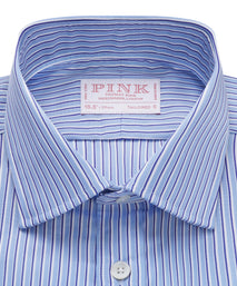 Blue & Navy Tailored Fit Journey Regent Stripe Formal Shirt