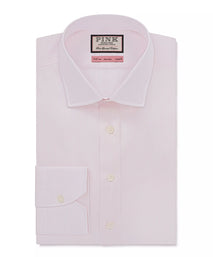 Pale Pink & White Tailored Fit Formal Precise Hairline Stripe Shirt