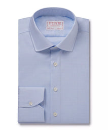 Pale Blue & White Classic Fit Micro Pow Check Formal Shirt