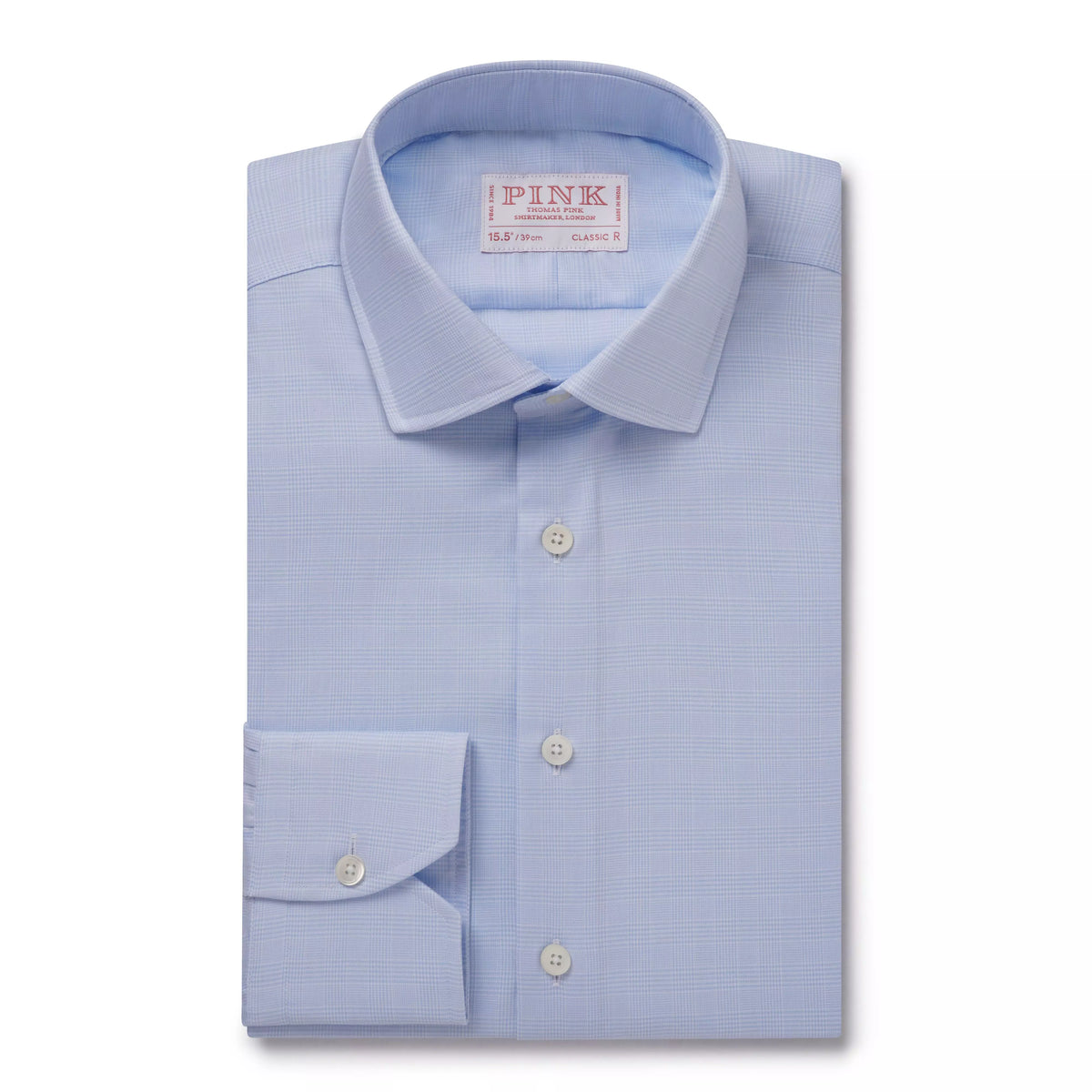 Pale Blue & White Classic Fit Micro Pow Check Formal Shirt
