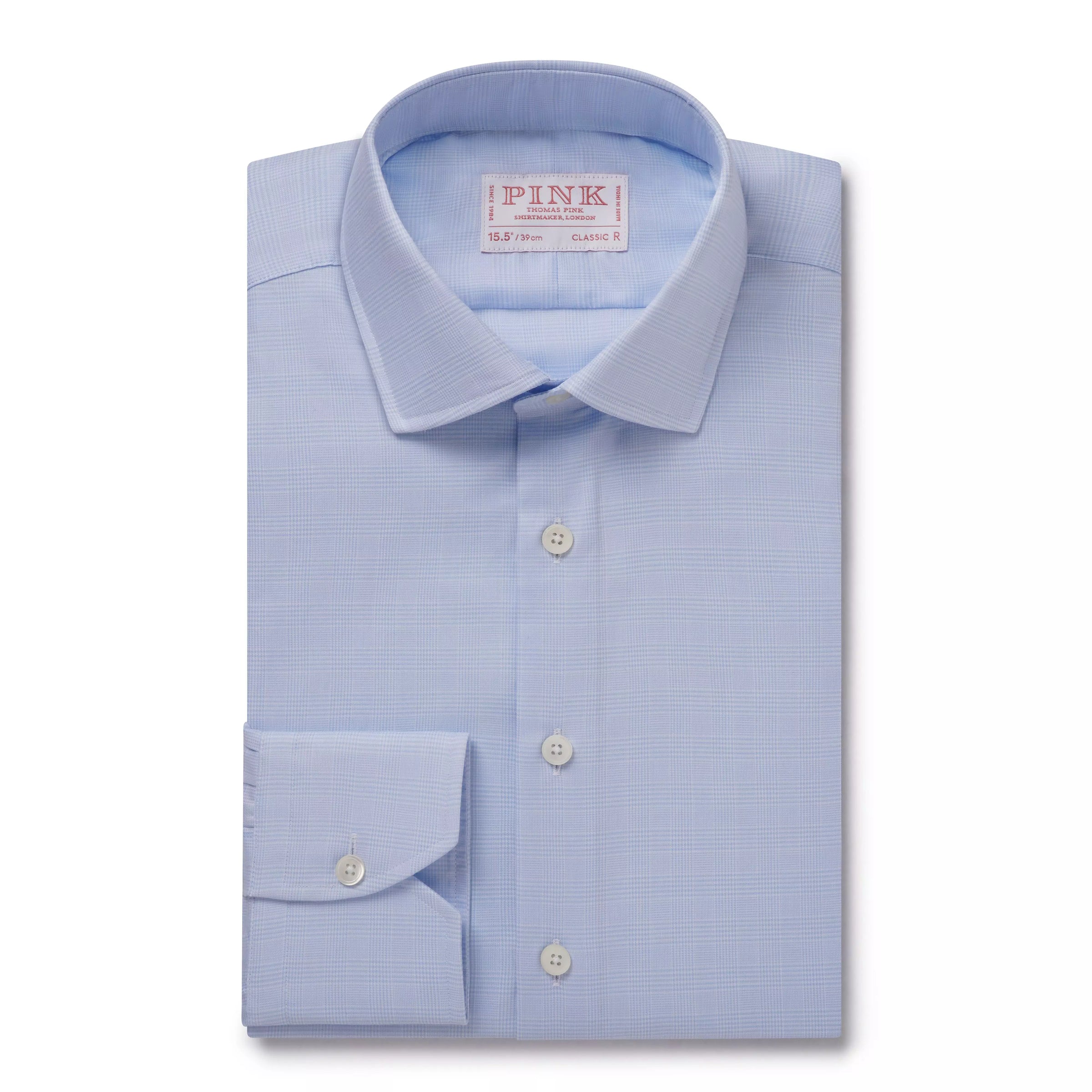 Pale Blue & White Classic Fit Micro Pow Check Formal Shirt