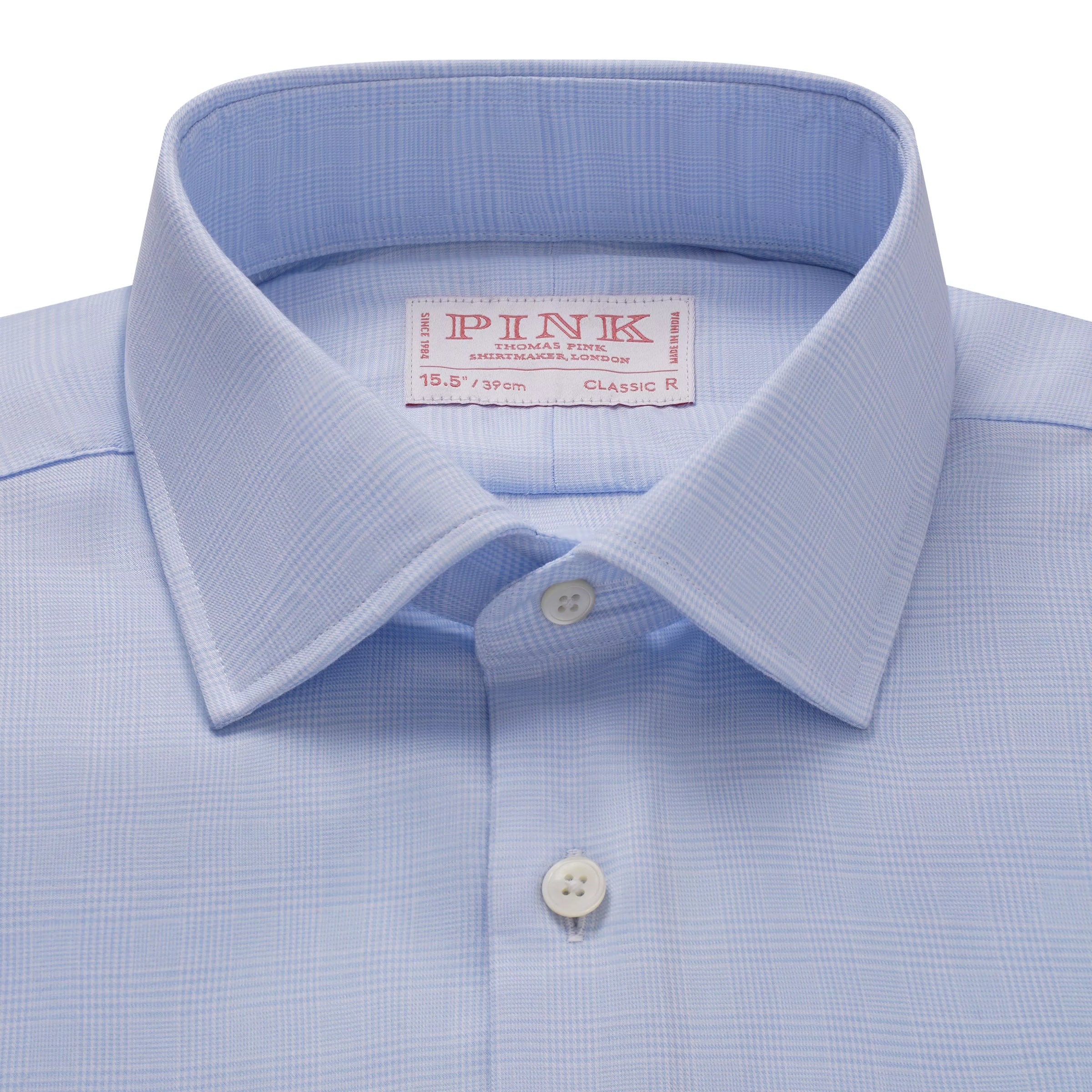 Pale Blue & White Classic Fit Micro Pow Check Formal Shirt
