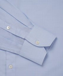 Pale Blue & White Classic Fit Micro Pow Check Formal Shirt