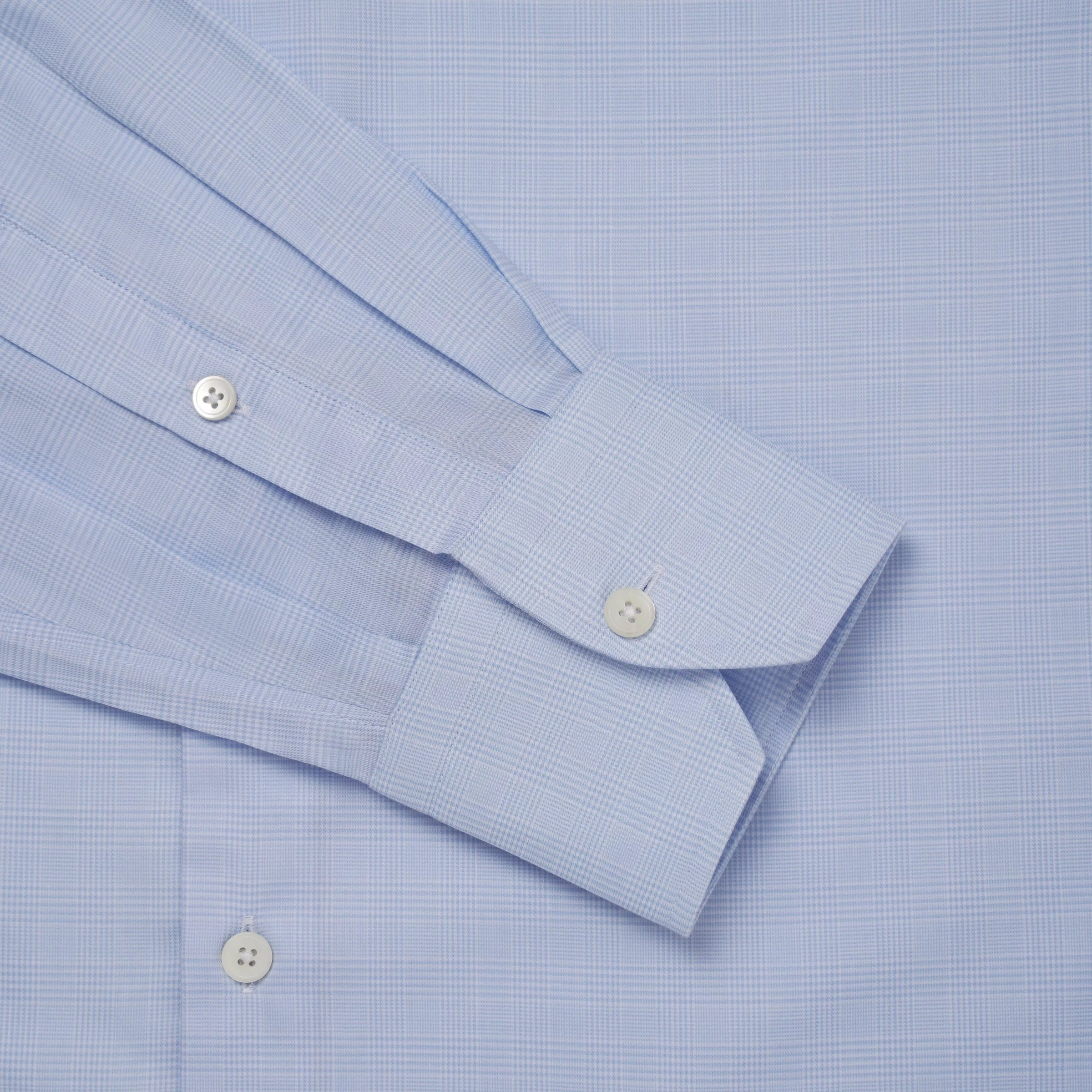 Pale Blue & White Classic Fit Micro Pow Check Formal Shirt