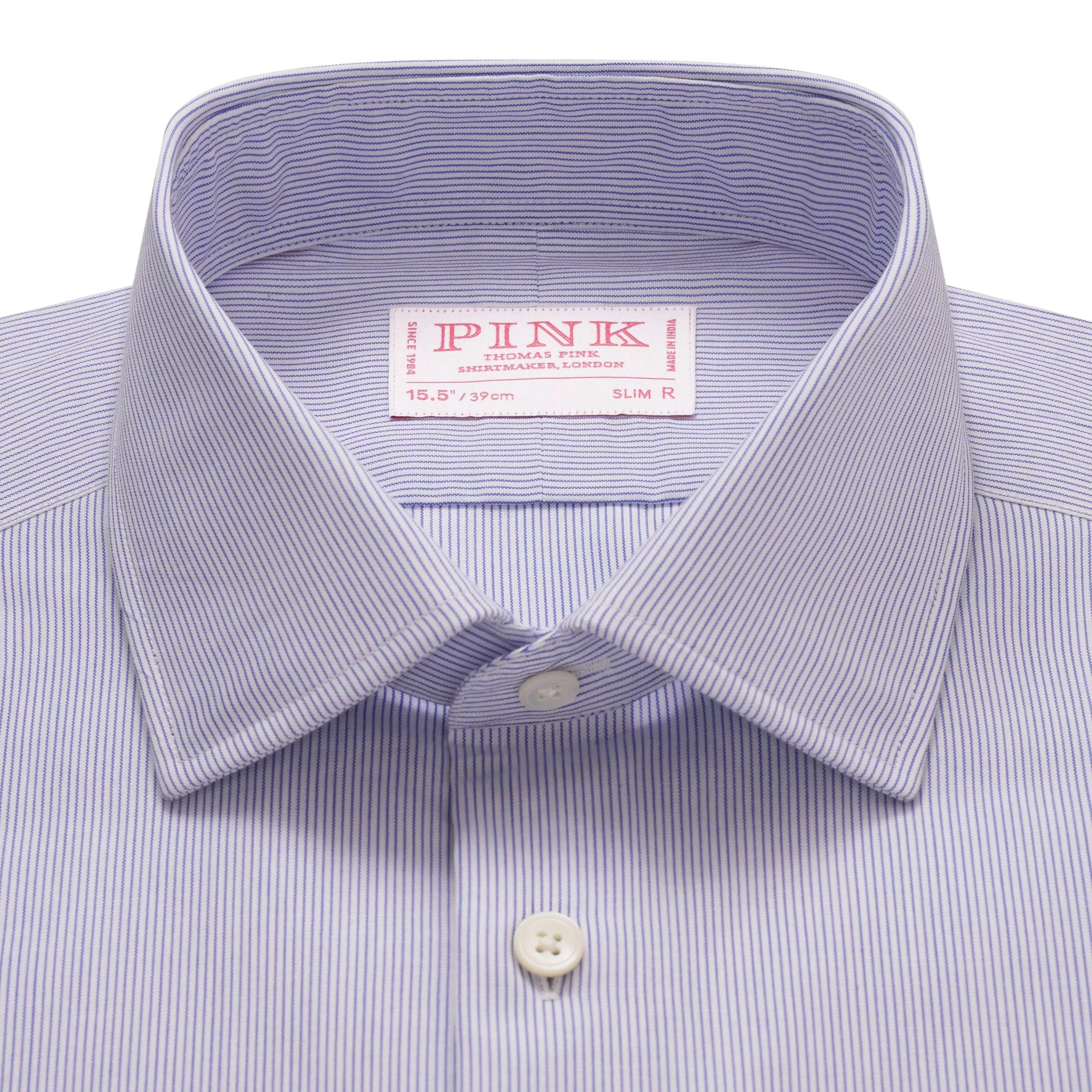Deep Blue & White Slim Fit Pin Stripe Formal Shirt