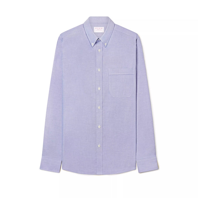 Blue Slim Fit Smart Casual Button Down Open Weave Oxford Shirt